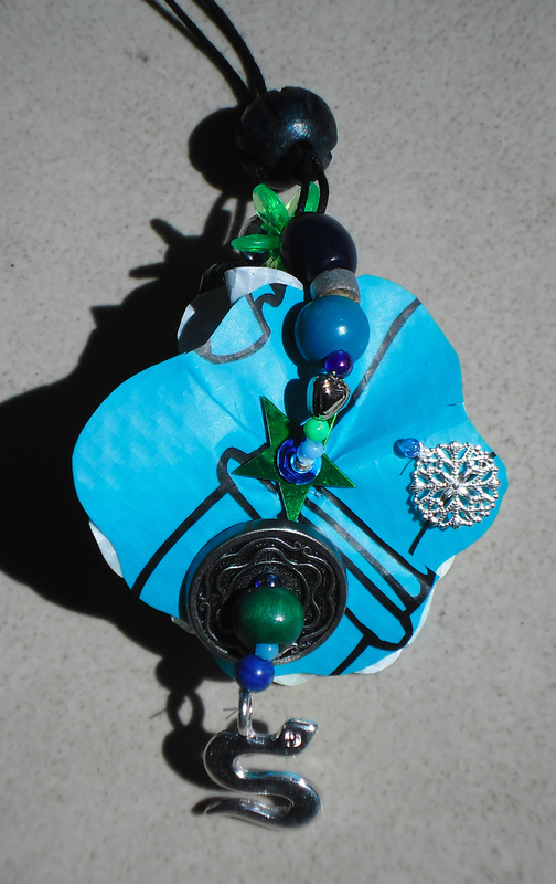 Collier-sculpture bleu-vert Claire de Montardy