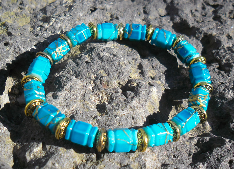 Bracelet turquoise et or Claire de Montardy