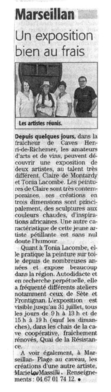Claire de Montardy: exposition caves Richemer Marseillan